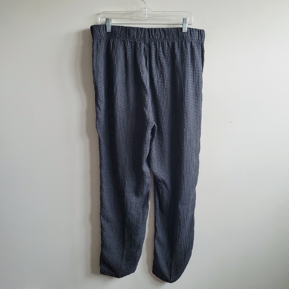 Eileen Fisher Puckered Organic Linen Tapered Pant Black Gray - Picture 9 of 11